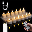 set of 6 or 12 rechargeable LED candles with timer and flashing