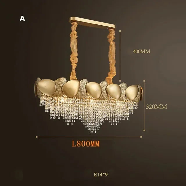 modern crystal chandelier with tassels and stainless steel - vue 16 sur 16
