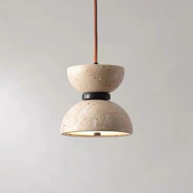 Japanese travertine chandelier wabi-sabi creative design warm ambience