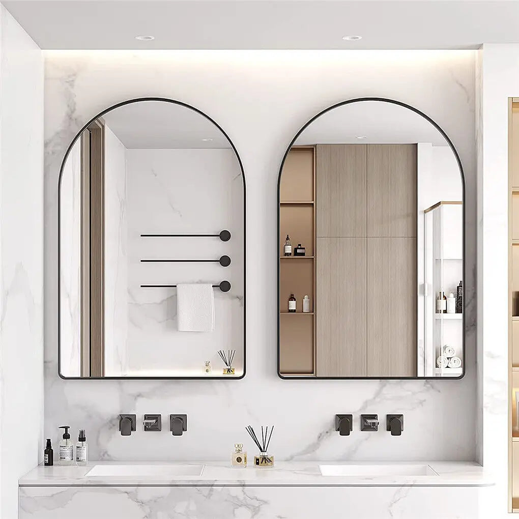 LUVODI Home Decorative Mirror with Black Arched Frame for Bathroom, Entryway, Living Room - vue 3 sur 7