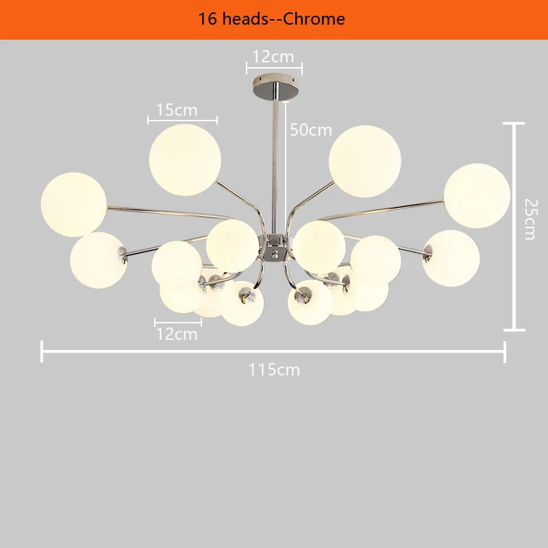Chrome metal pendant light with decorative glass ball