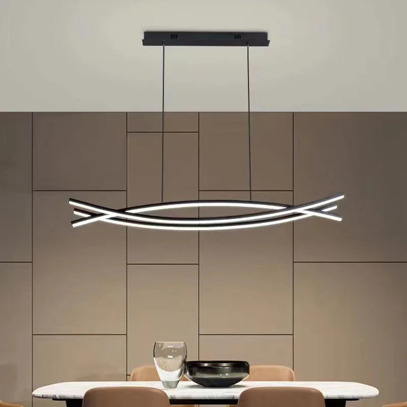 Modern adjustable height aluminium LED chandelier