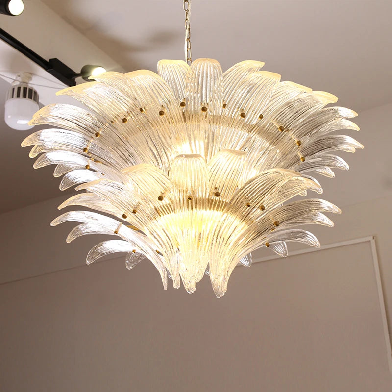 Aipaite French vintage Murano glass LED chandelier for living room, staircase, villa, hotel lobby, palm tree glass chandelier