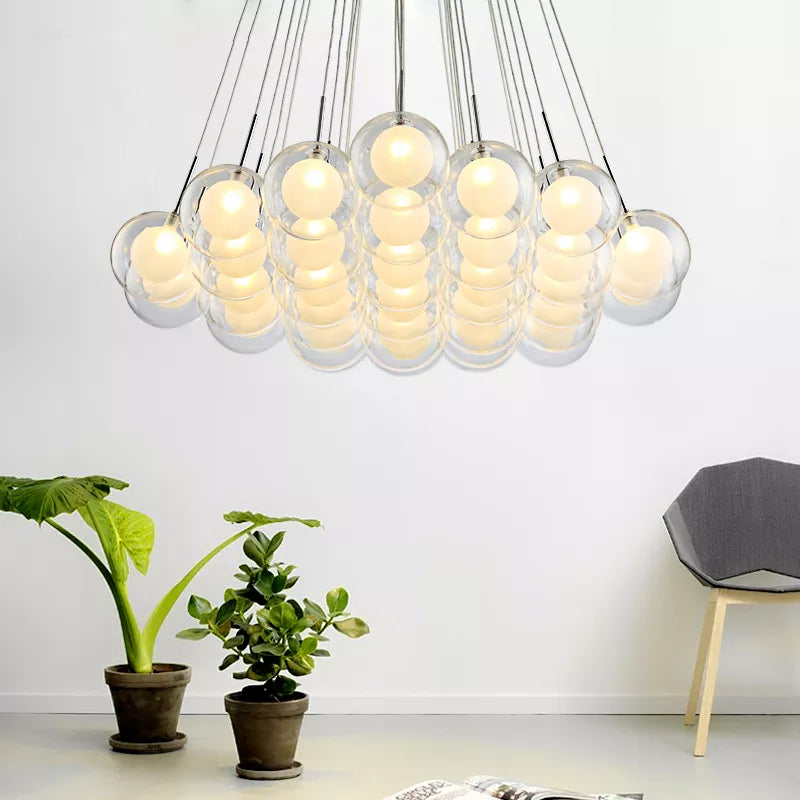 Modern LED glass ball-in-ball ceiling chandelier for living room, dining room, bedroom or restaurant
