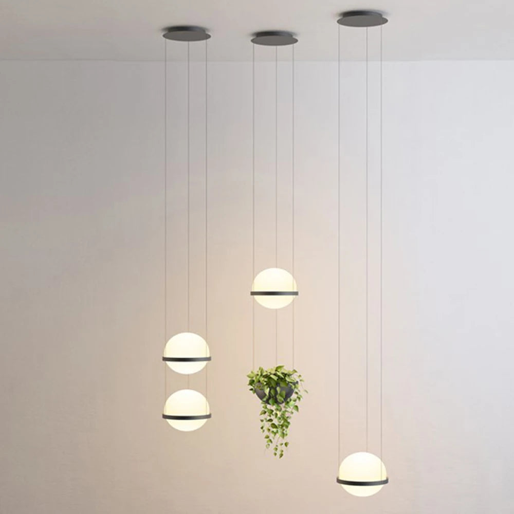 lustre moderne nordique avec pot de fleur led intégrée - vue 4 sur 18
