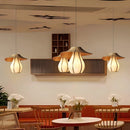 Woven rattan pendant light for decorative indoor lighting