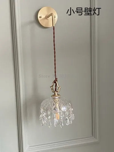 Nordic retro brass crystal and glass pendant chandelier - vue 11 sur 10