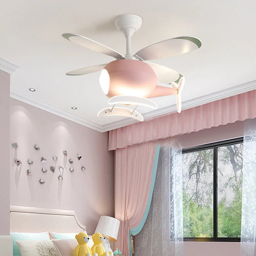 Helicopter LED ceiling fan pendant light for children with remote control - vue 3 sur 8