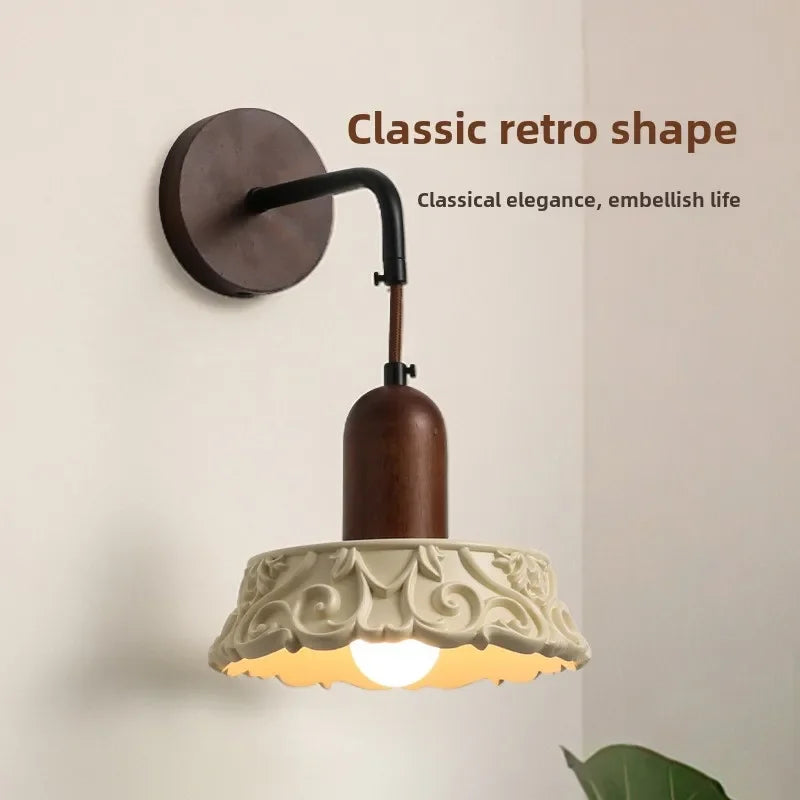 Nordic retro wooden wall light for interior decoration