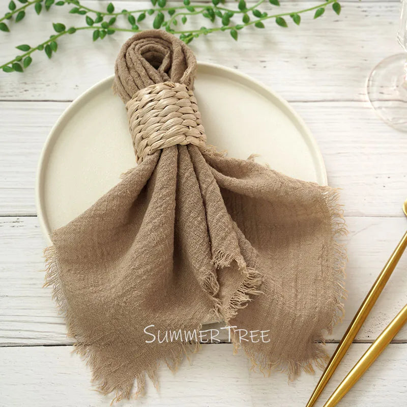 Rustic cotton gauze napkins set of 12 - vue 3 sur 7
