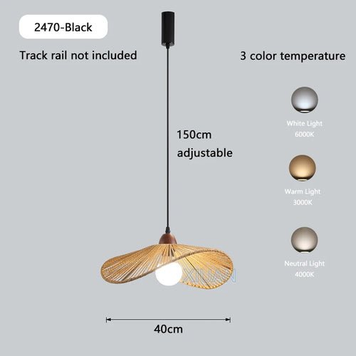 Wabi-sabi retro metal and wood pendant light for shop - vue 12 sur 17