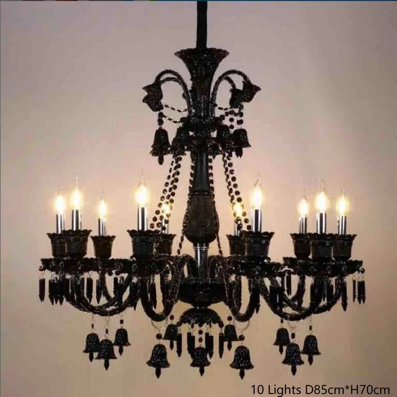 European black crystal chandelier with LED candle lights