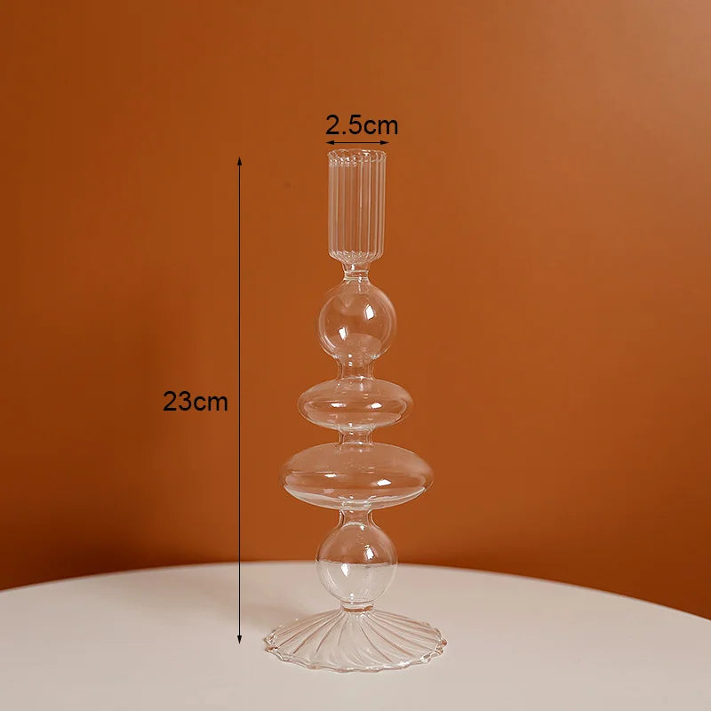 Vintage glass candle holder for weddings and romantic dinners - vue 14 sur 27