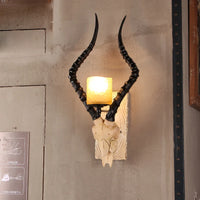 Sheep horn wall light for industrial decor