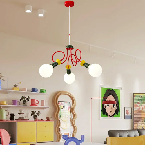 Colourful memphis design chandelier for children's room - vue 4 sur 9