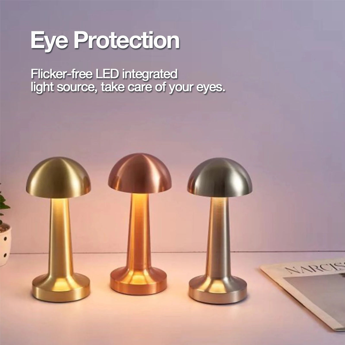 Rechargeable LED desk lamp with modern decorative touch control