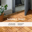 Interlocking acacia wood tiles for indoor and outdoor terrace