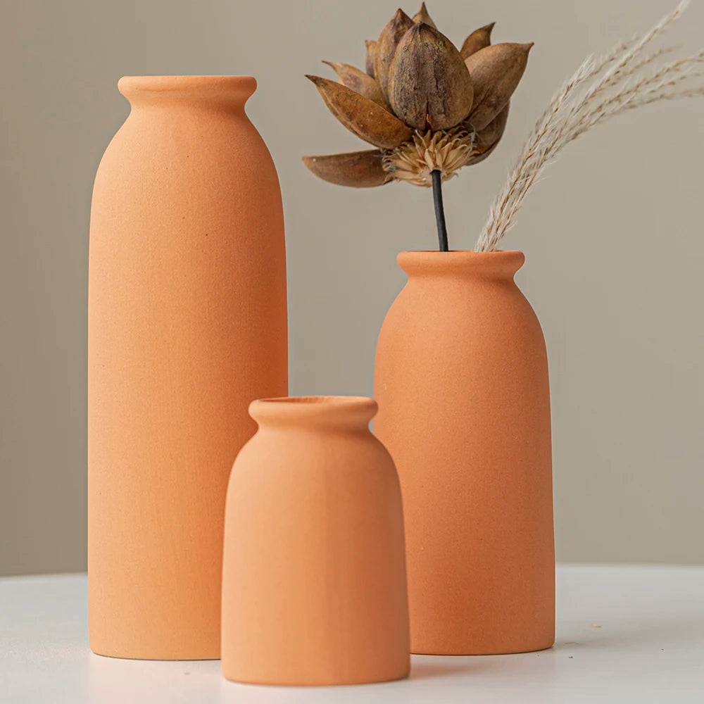 Ceramic Vase,Small Vases for Decor,Set 3 Modern Boho Vases for Flower Pampas,Fit for Living Room Desk Shelf Decor
