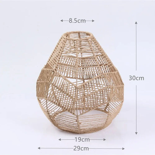 Rattan pendant chandelier with lampshade for hanging lighting - vue 14 sur 17