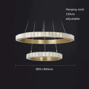 Elegant round marble and stainless steel pendant light