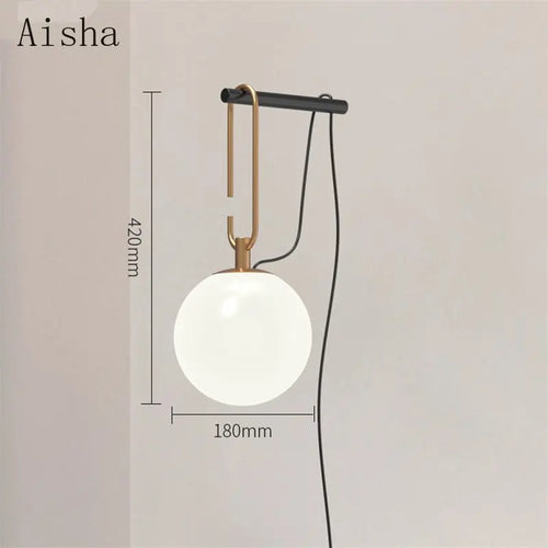 Nordic round glass wall light for artistic decoration - vue 5 sur 7