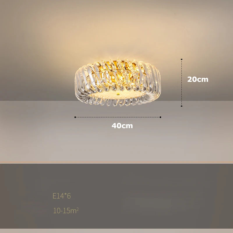 plafonnier moderne en cristal doré à led dimmable élégant et raffiné - vue 11 sur 16
