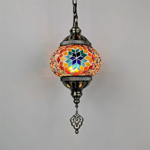 Mediterranean style stained glass pendant light romantic bohemian lighting - vue 5 sur 16