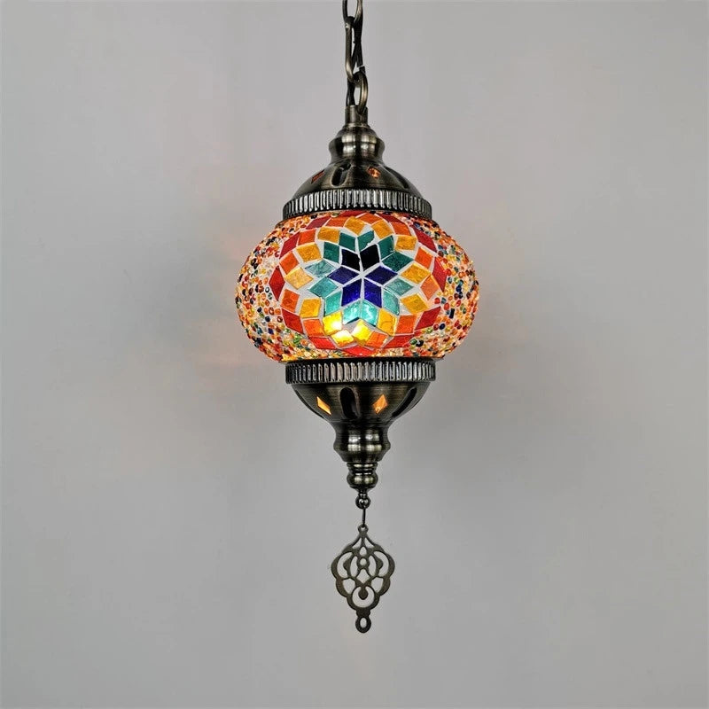 Mediterranean style stained glass pendant light romantic bohemian lighting - vue 4 sur 16