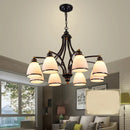 Vintage iron and bronze chandelier with glass shade, loft style
