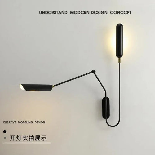 Adjustable industrial wall light with creative arm for reading - vue 3 sur 8