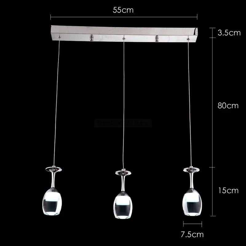 Modern wine glass pendant lights for bar and café - vue 15 sur 16
