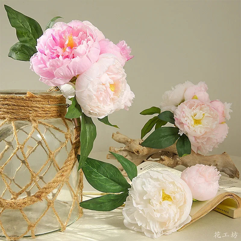 Silk peony bouquet for elegant interior decoration - vue 4 sur 7