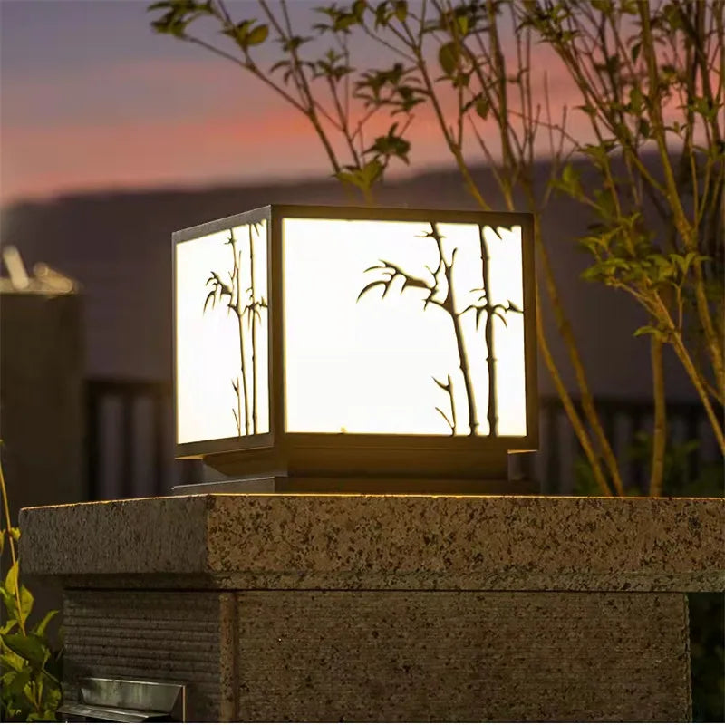 Modern vintage waterproof outdoor post lamp for garden and patio - vue 6 sur 14