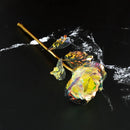 Decorative golden metal artificial rose to give as a gift