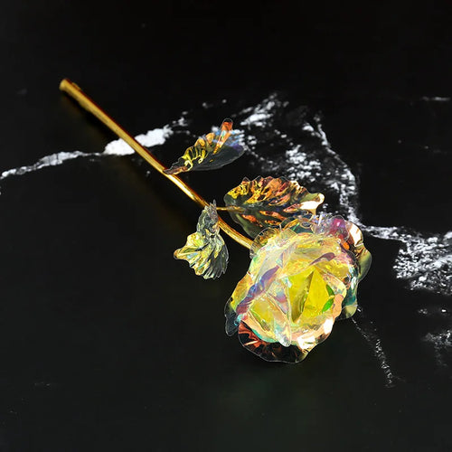 Decorative golden metal artificial rose to give as a gift - vue 11 sur 19