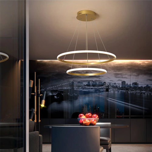 Modern circular designer pendant chandelier for elegant interiors - vue 6 sur 20