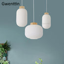 Modern nordic wood and glass pendant light indoor decorative