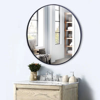 Modern round mirror with aluminium frame for wall decoration