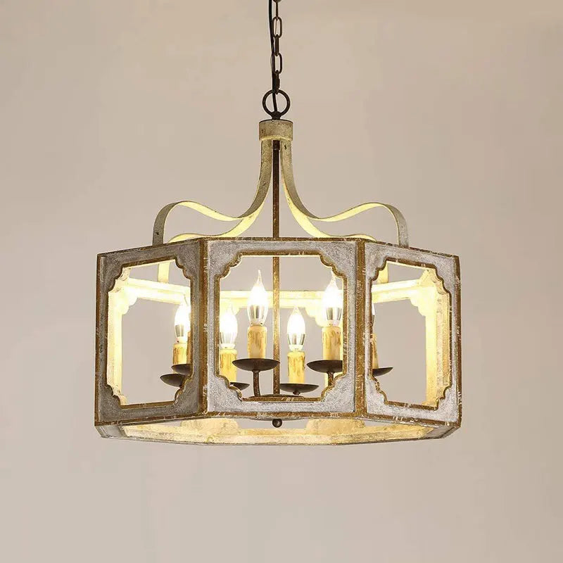 American retro solid wood chandelier for vintage villa