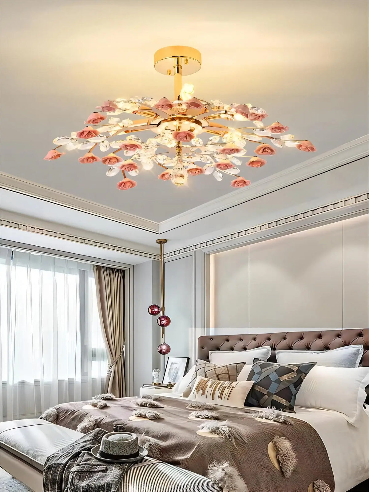 Modern ceramic and crystal ceiling light for elegant interiors