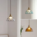 Nordic vintage brass and glass pendant light