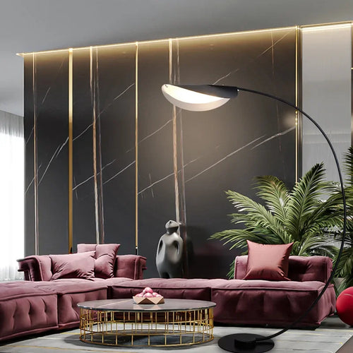 Nordic black parabolic LED floor lamp for bedroom, study and living room - vue 4 sur 7