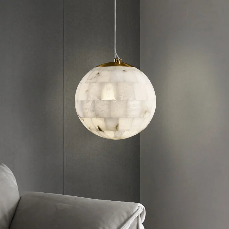 Luxury natural marble spherical pendant chandelier