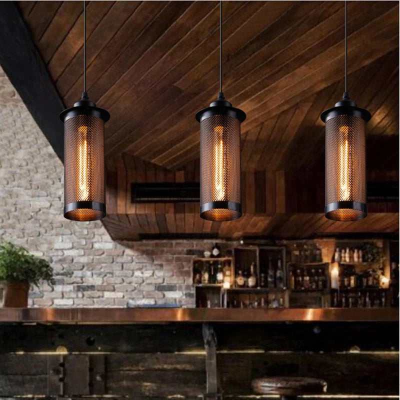 Vintage iron pendant light for café, bar and balcony
