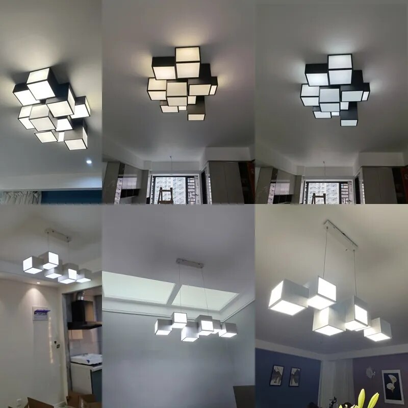 Minimalist LED chandelier indoor kitchen lighting - vue 7 sur 14