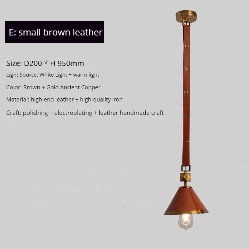 Modern leather chandelier with pendant light and crystal glass - vue 10 sur 14
