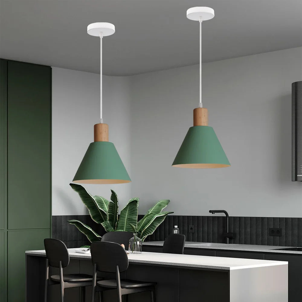 Vintage wood and iron pendant light for industrial decor