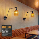Nordic telescopic wall lamp with adjustable swivel arm and hemp rope