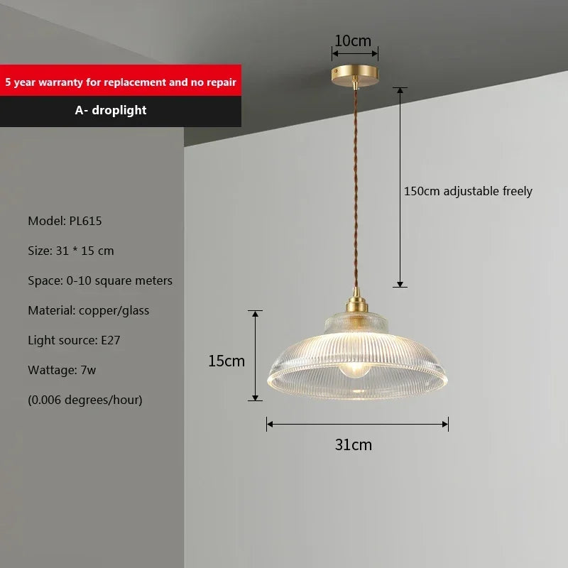 Modern glass pendant light for kitchen and dining room
