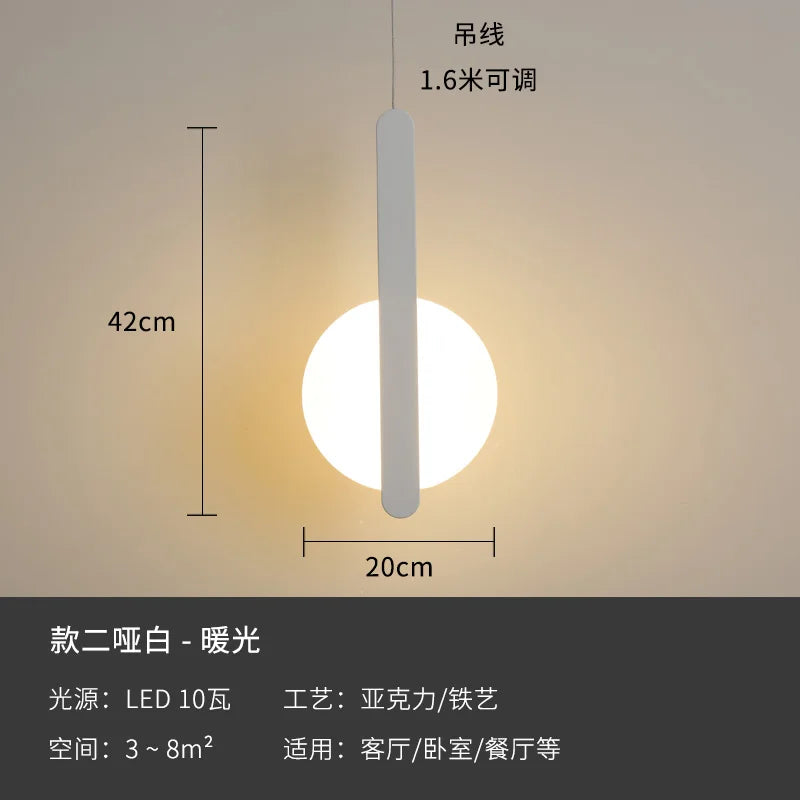 Modern geometric LED acrylic moon pendant light - vue 20 sur 24